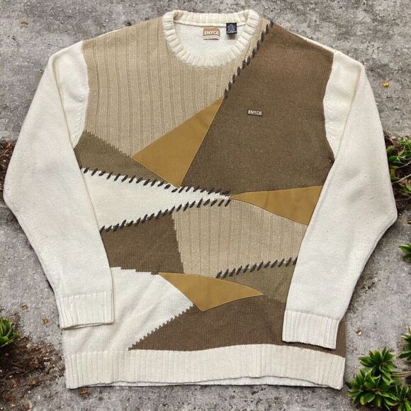 Enyce Vintage Y2K Casual Crewneck Wool Acrylic Cream Sweater Men's Size XXL - Picture 1 of 7